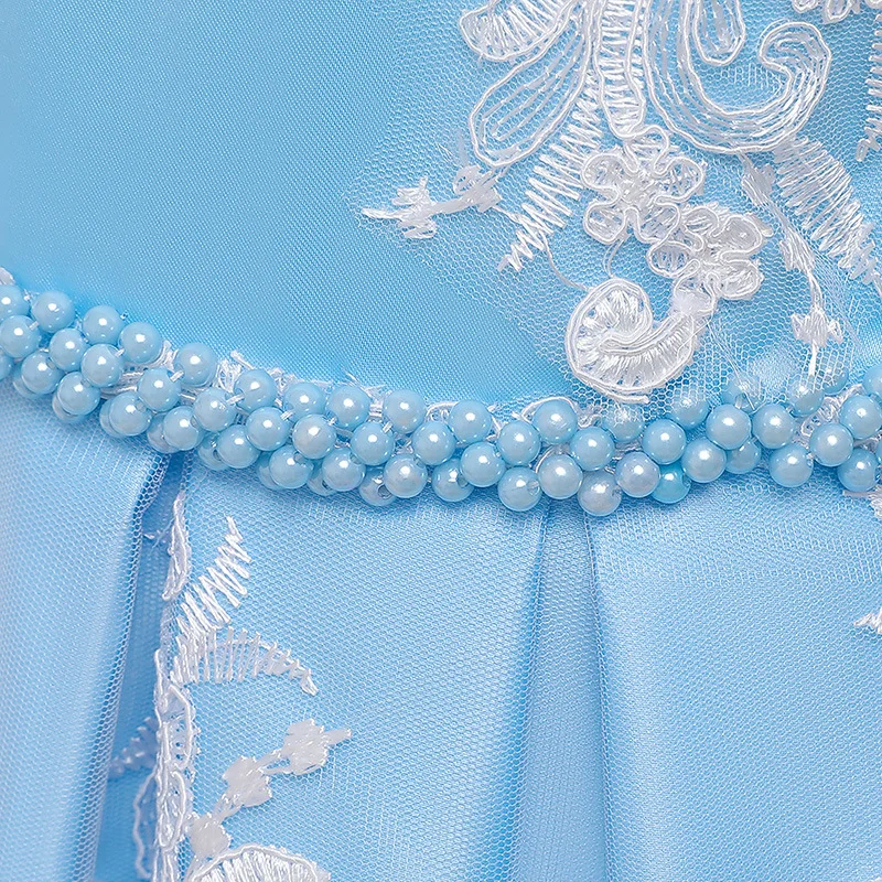 Детское платье Новинка 2020 года Летнее кружевные платья принцессы с бусинами для