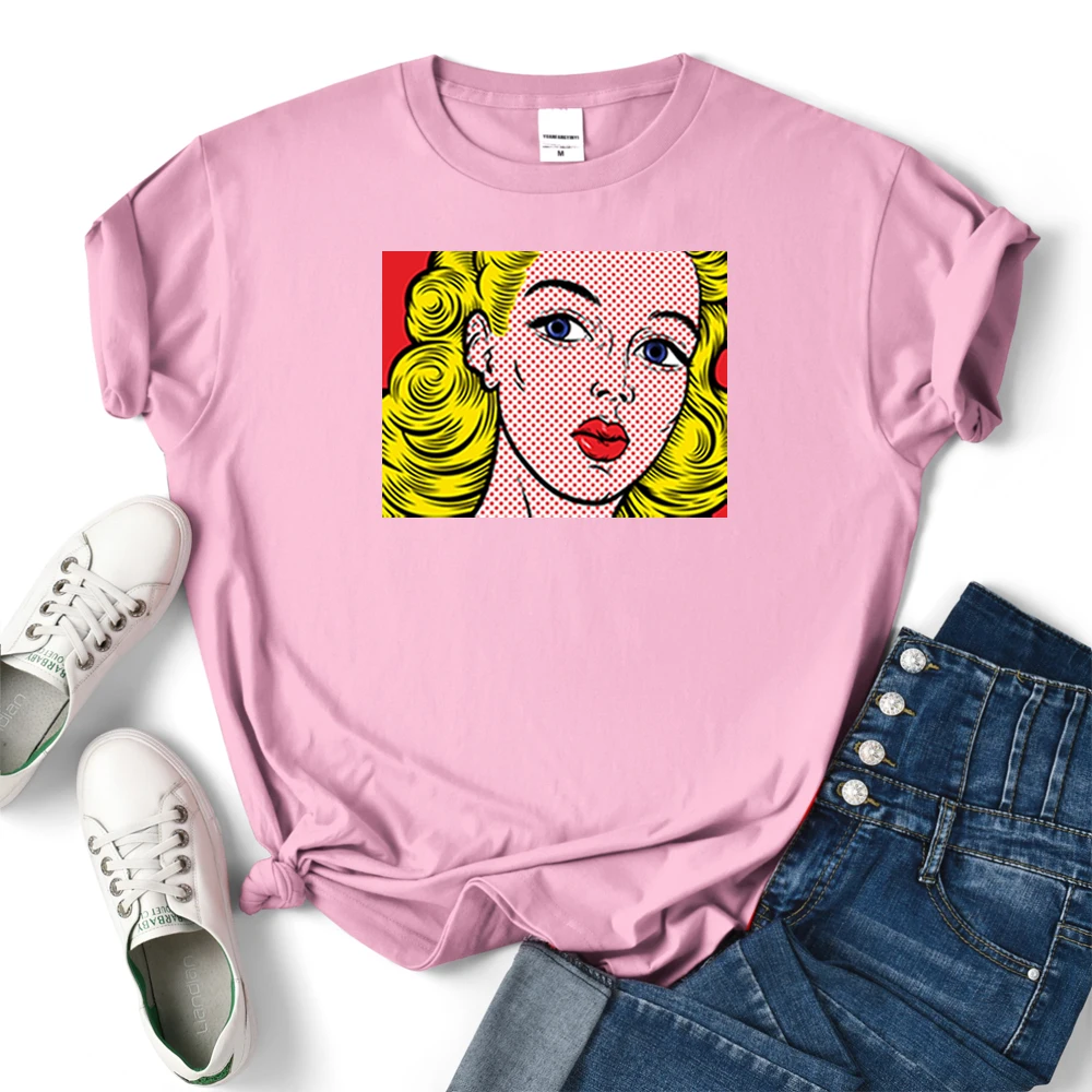 

Pop Character Fashion Printing Tshirts Women Fashion Cotton T-Shirts Summer Loose Tee Clothes Harajuku O-Neck New Tops Women'S