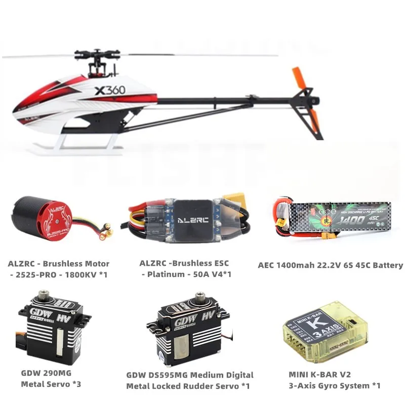 ALZRC X360 FAST FBL Super Combo GDW DS290MG и DS595MG с батареей AEC 1400mah 22 2 V 6S 45C|Детали аксессуары| |