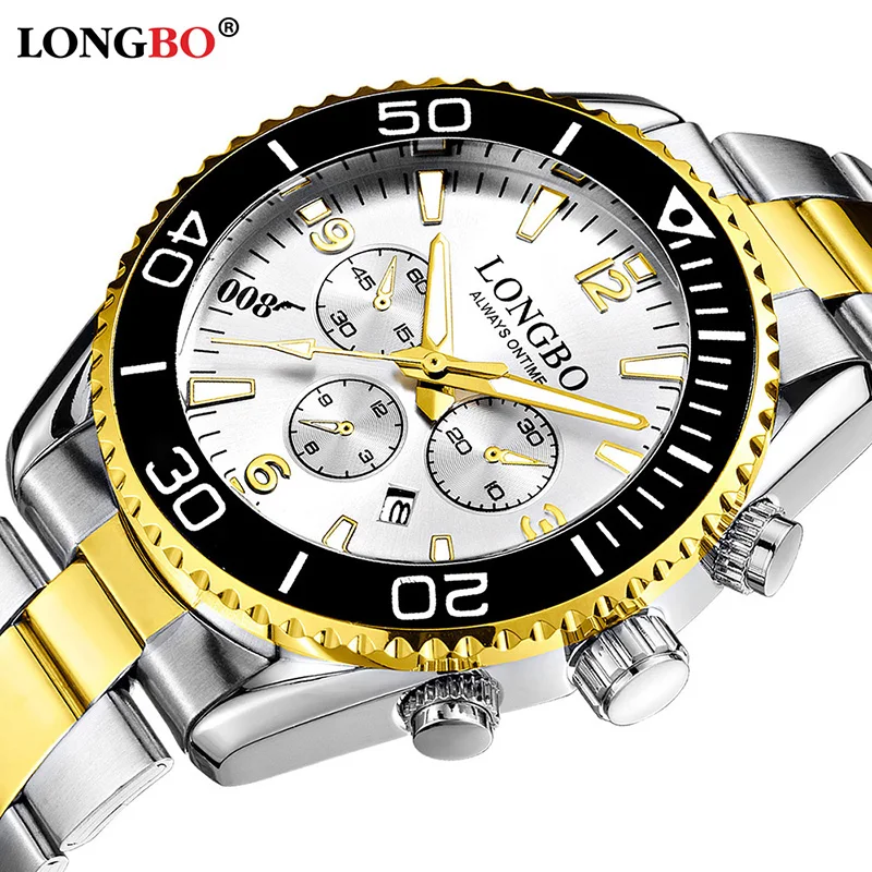

Fashion Brand LONGBO Watch New Arrival Leisure Sports Series Full Steel Auto Calendar Wristwatches Top Quality Men Watches 80523