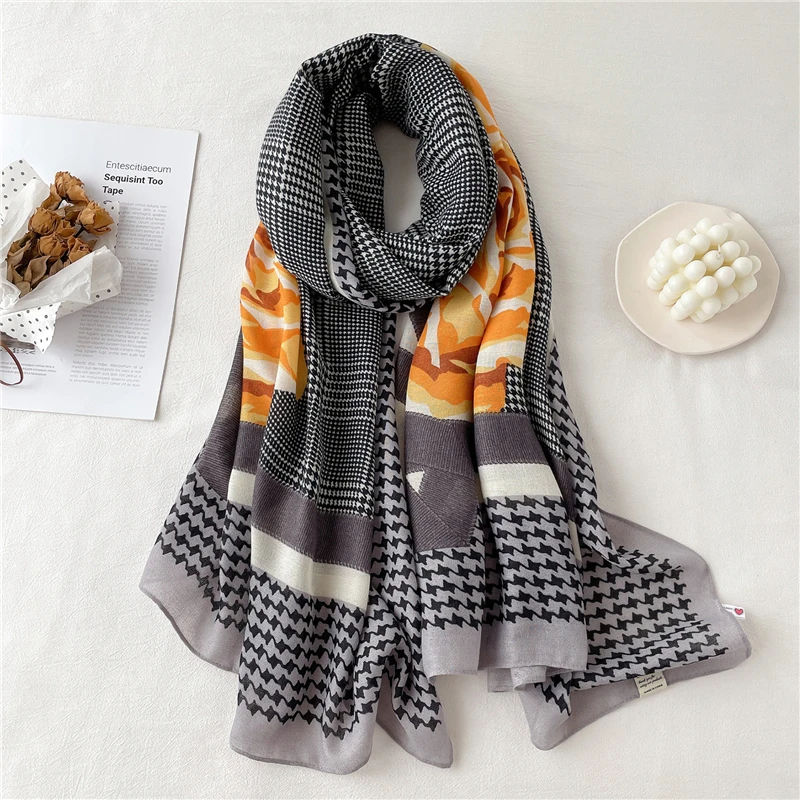 

2022 Warm Scarf Large 180*90cm Headscarf for Women Cotton Soft Pashmina Print Splice Female Neckerchief Hijab Foulard Bandana