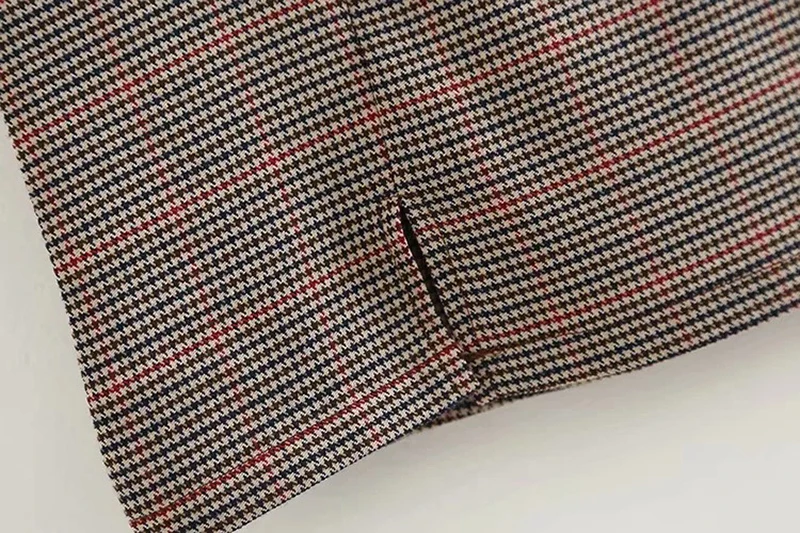 

Summer Front Double Split Package Hips Gingham Plaid Mini Skirt Retro Women High Waist Short A line Skirts Slit Femme