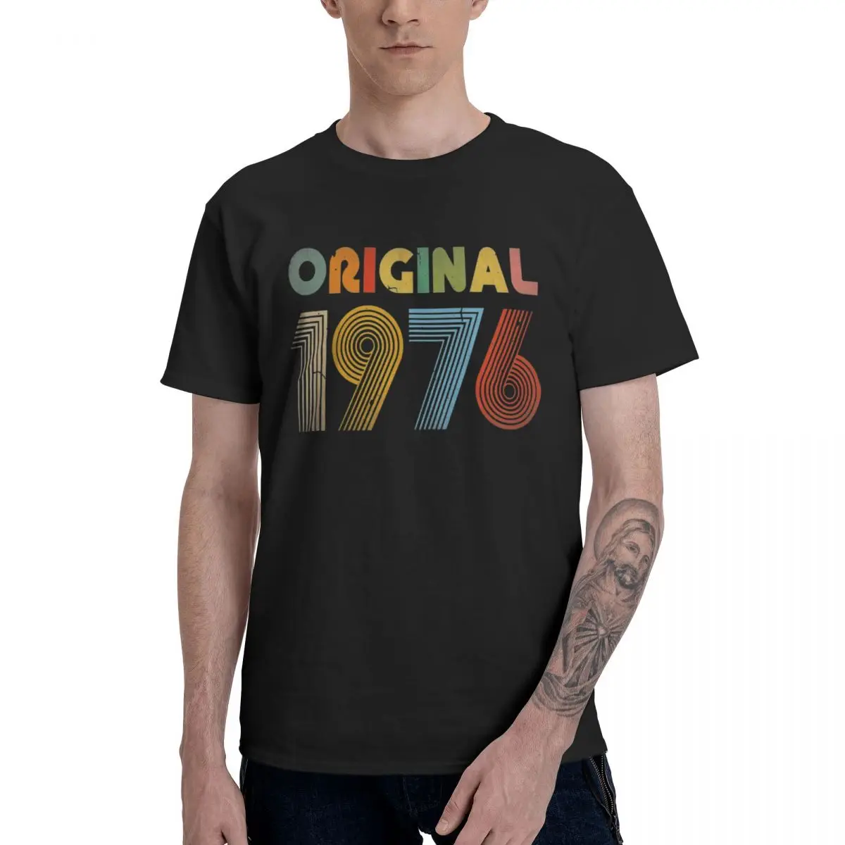 

Natural Cotton 1976 Vintage For 43rd Birthday Gift Slim Fit T-shirt Men 2021 New Young Style O-neck Homme Tee Shirt