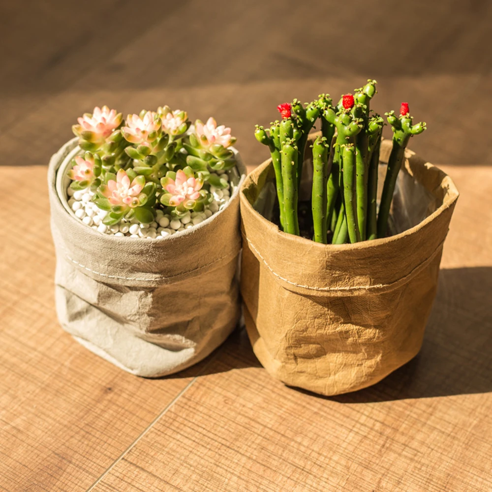Plant Pot Coat Kraft Paper Basket Flower Cover Waterproof Multifunctional Cosmetic Bag Reusable For Home Decor | Дом и сад
