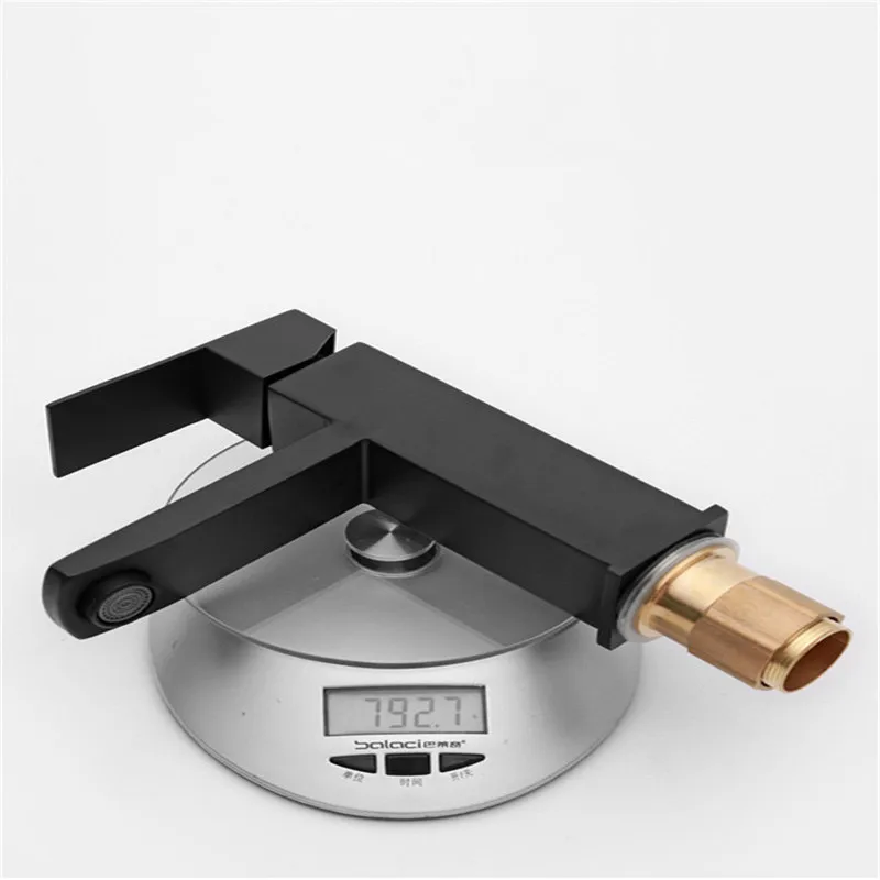 

JETONG Black Square Faucet Stainless Steel Paint Faucet Bathroom Basin Faucets Blacked Hot Cold Mixer Tap Single Hole