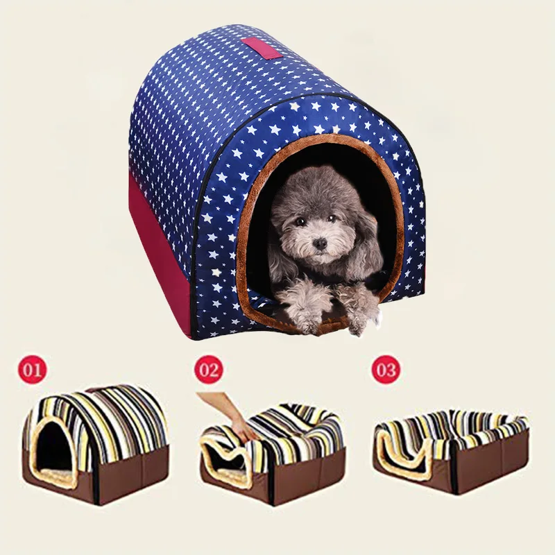 Домик для домашних питомцев удобный питомник с принтом звезд складные собачьи