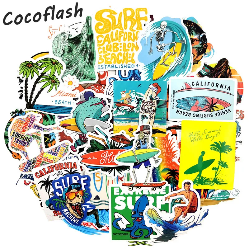 50 шт. классных наклеек для серфинга летние наклейки путешествий пляжа игрушки DIY