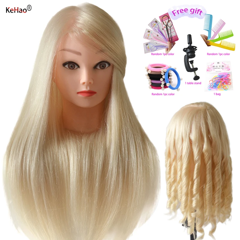 Hot sale white blonde color hair mannequin head 22inch long hair tete mannequin femme 70% real hair manniquin tête à coiffer