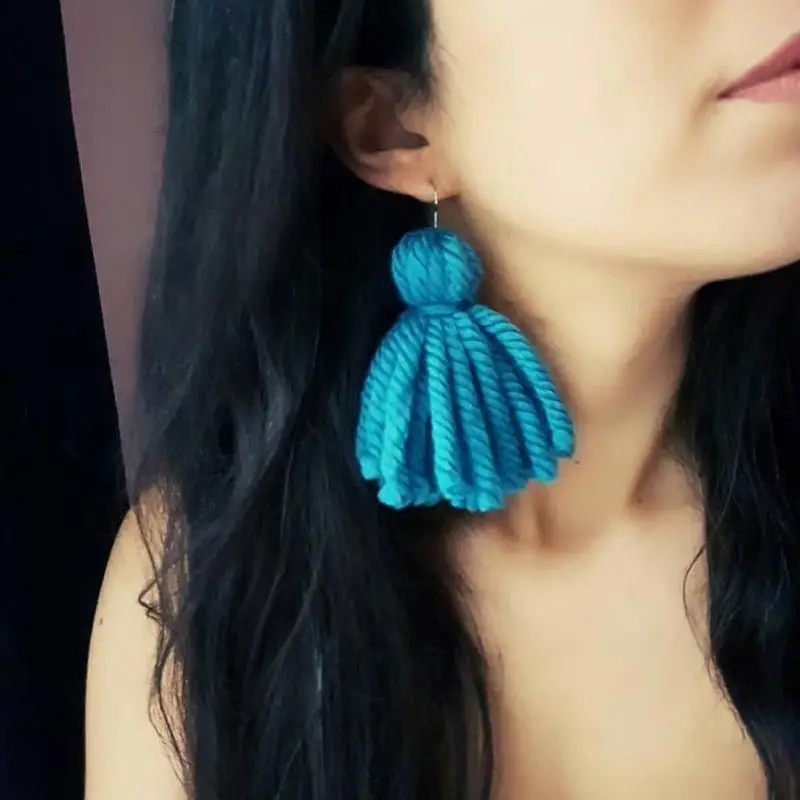 M & G новые модные медные серьги из хлопка макраме в стиле бохо хлопковые плетеные