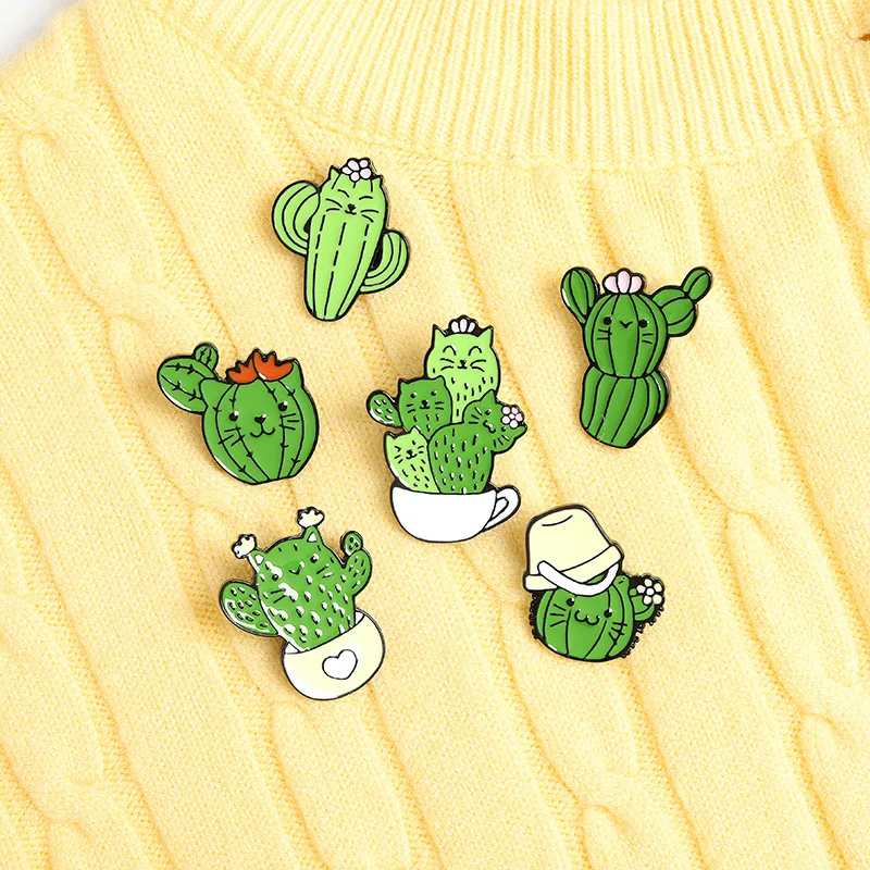 

Makersland Green Cactus Pins Potted Plant Enamel Brooches Cartoon Shirt Hat Pins For Children Jewelry Accessories Trend New 2021