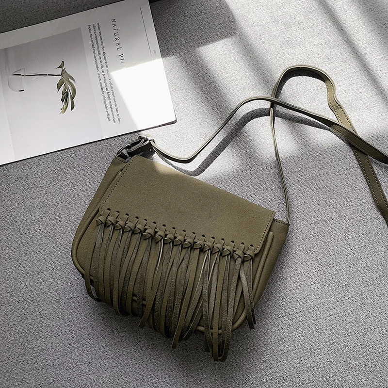 2019 Fashion Scrub Women Postman package Vintage Tassel Messenger Bag High Quality Retro Shoulder Simple Crossbody Tote | Багаж и сумки