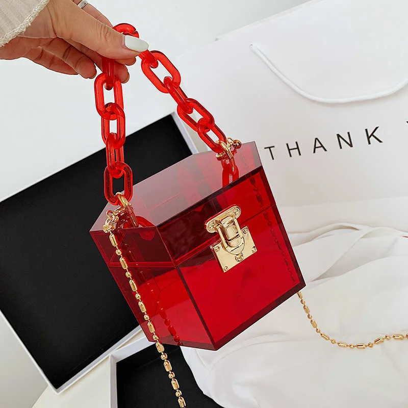 

Acrylic transparent box bar 2020 new personalized creativity ins net red versatile chain cross jelly bag