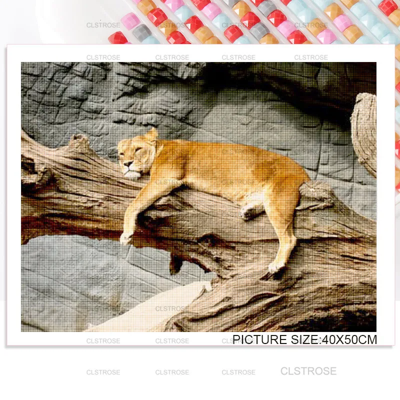 

Modern Diy Animal Lion Tiger Diamond Painting Ferocious Animal Home Decoration Square Round Diamond Modern Home Living Room