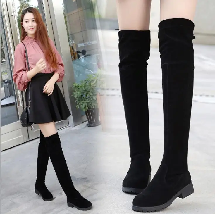 

Женские ботфорты из эластичной ткани, на плоской подошве, на шнуровке, размеры 34-41