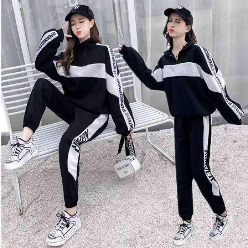 Модный женский спортивный костюм в Корейском стиле бархатный свитер свободный