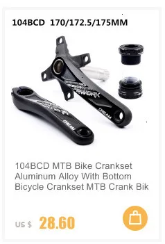 Велосипедные шатуны 2 скорости 38T 24T пластина 104BCD MTB велосипед кривошипный алюминиевый сплав с нижними аксессуарами 170 мм 172,5 мм 175 мм