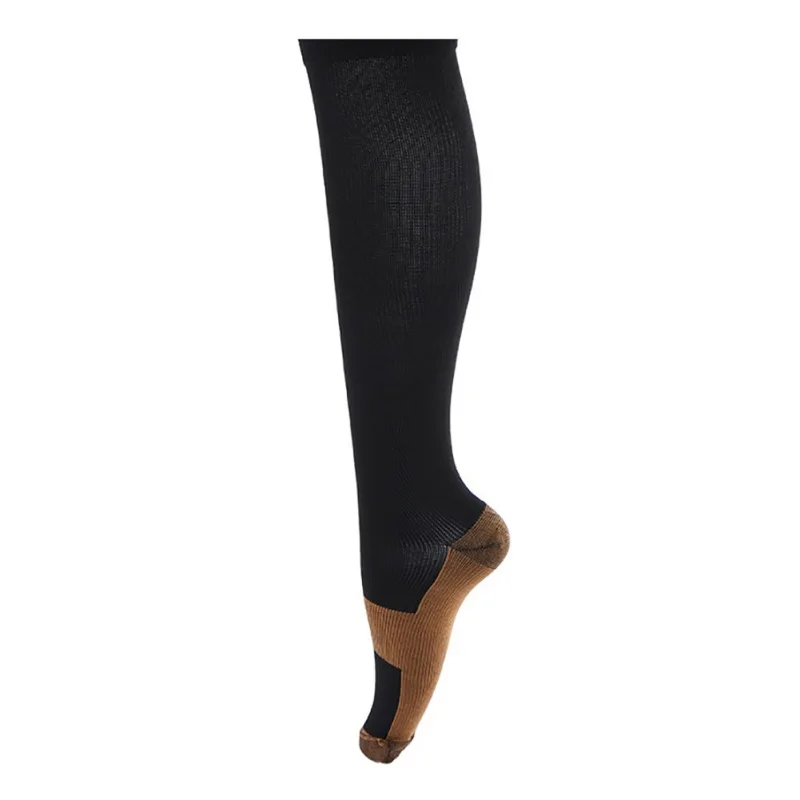 

1 Pairs Men Women Copper Fiber Long Socks Compression Pressure Stockings Outdoor Sports Socks 15-20mmHg Sports Socks