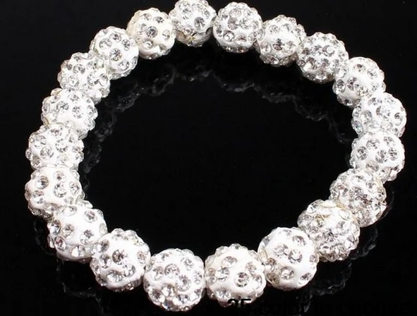 

10mm 6pcs/lot Stretch Elastic black red mixed white ball bead Crystal crystal Bracelet new bangle for women men d3f
