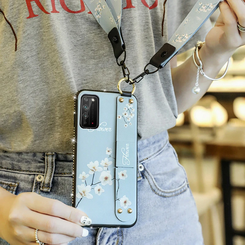 Браслет с цветами чехол для телефона Huawei honor 7A 8A 8 9 10 lite V30 30 pro держателем рук