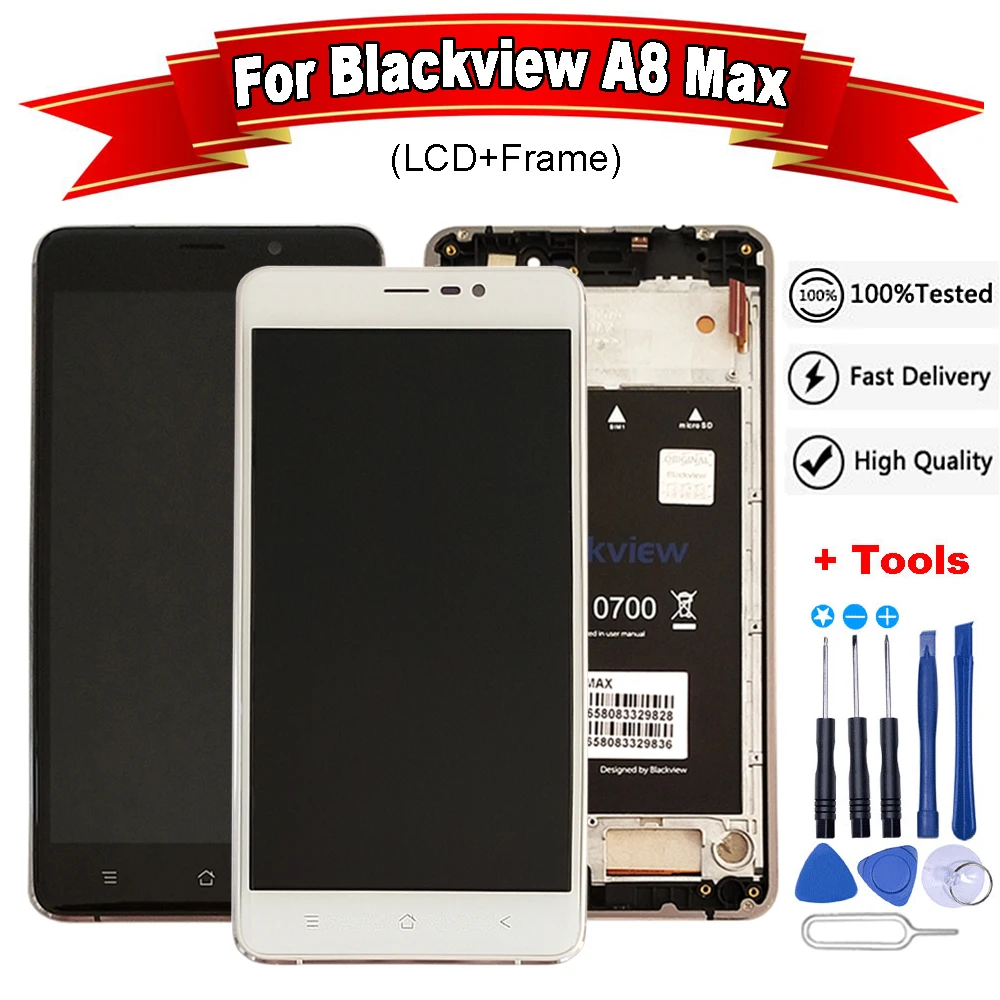 ЖК-дисплей 5 дюйма для Blackview A8 Max с рамкой и сенсорным экраном 100% протестированный
