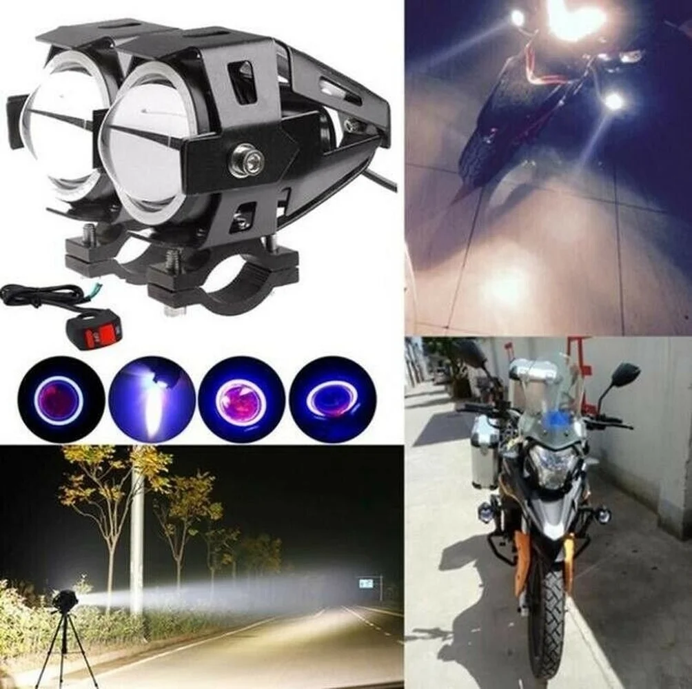 

2Pieces Motorcycle LED Headlight Bright lights lasting U7 LED Spotlight with Angel Eyes for Motorcycles ATV Cars Boat lucede
