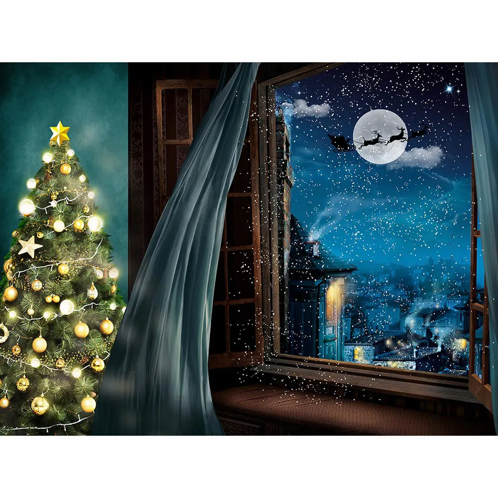 Allenjoy Рождественский фон зимняя Снежинка сосна сказка Санта Клаус новогодний для