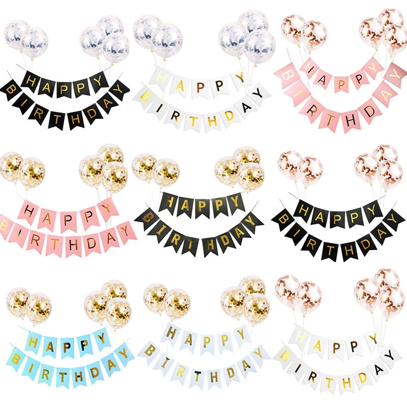 

1set Happy Birthday Letter Banner Rose Gold Confetti Balloons Baby Shower Birthday Party Decorations Boy Girl Kids Party Favors