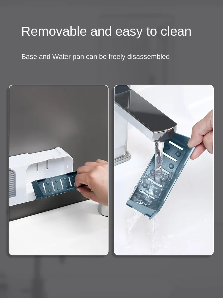 

Soap Rack Household Soap Box Punch-Free Wall-Mounted Double-Layer Creative Draining Flip