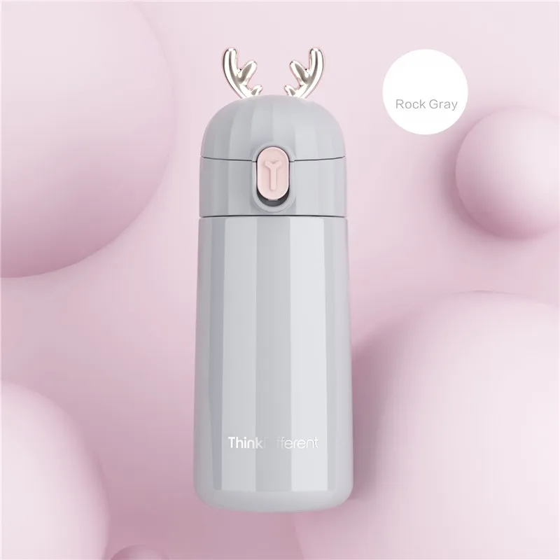 Bpa-free 270 мл милые 304 Термосы Из Нержавеющей Стали, двухслойные термосы с ушами оленя, термос, Дамская термальная бутылка для воды