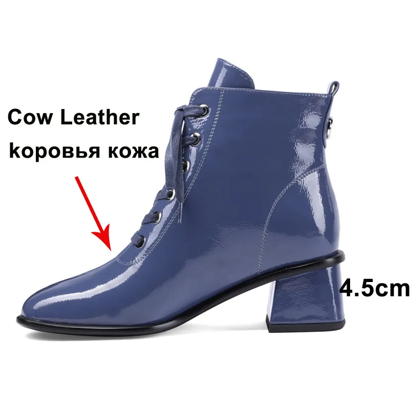 Женские ботильоны на толстом каблуке Meotina зимние ботинки из натуральной кожи