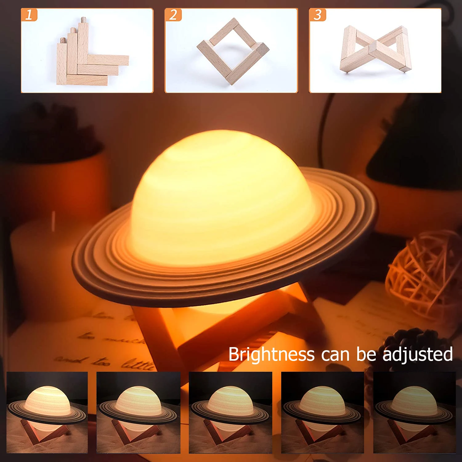 moon lamp 3d saturn lamp led night light usb rechargeable moon light 16 colors bedside room decor for home children gift free global shipping