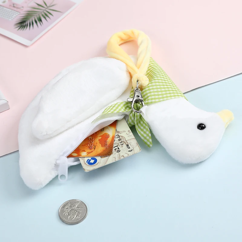 Кошелек для монет из меха утки для девочек, плюшевая сумка для наушников, Женский держатель для карт, детский подарок, плюшевый кошелек, сумка для наушников