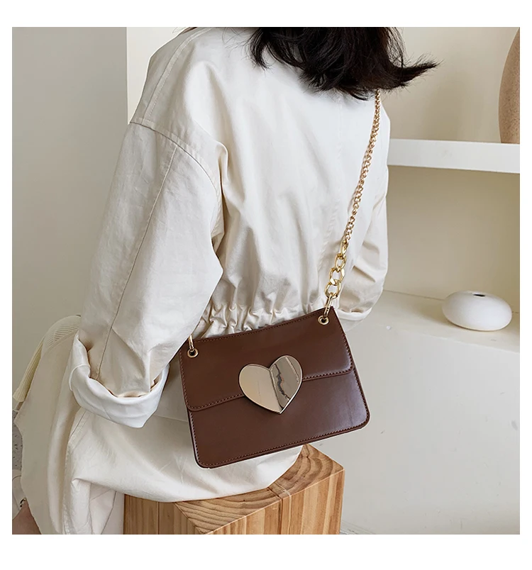 

ETAILL Sweet Heart Lock Crossbody Bags for Women Fashion Square Chain Bags for Women 2020 High quality PU leather Shoulder Bag