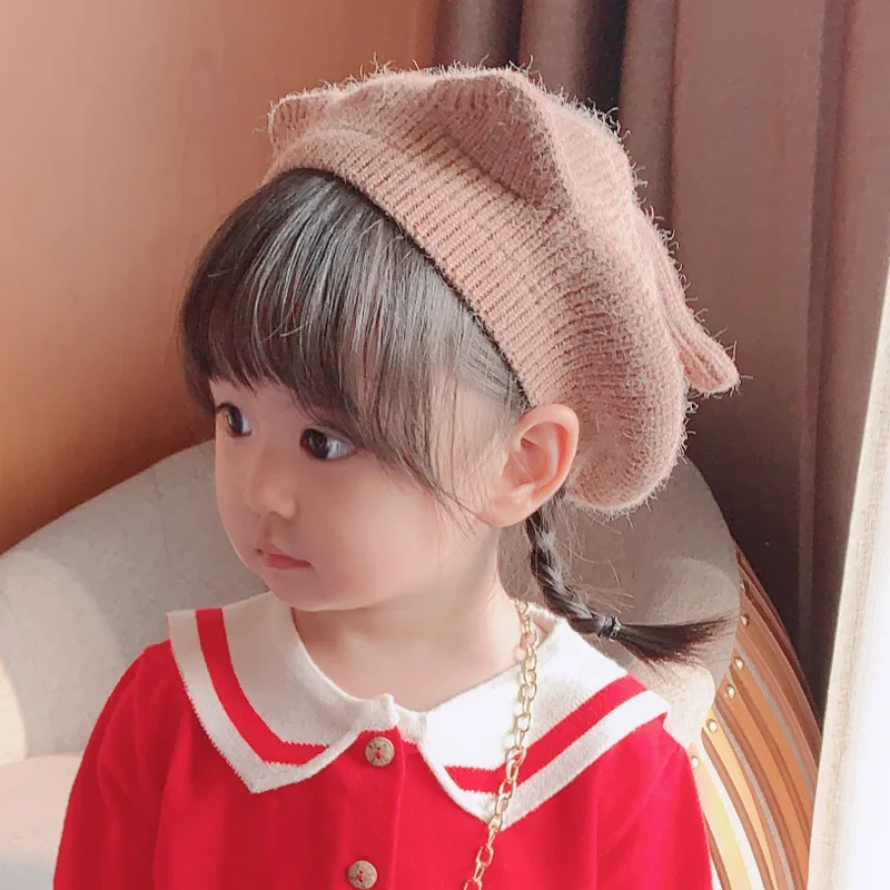 Зима 2019 милые вязаные шапки с кошачьими ушками и хвостом для маленьких девочек 2-6
