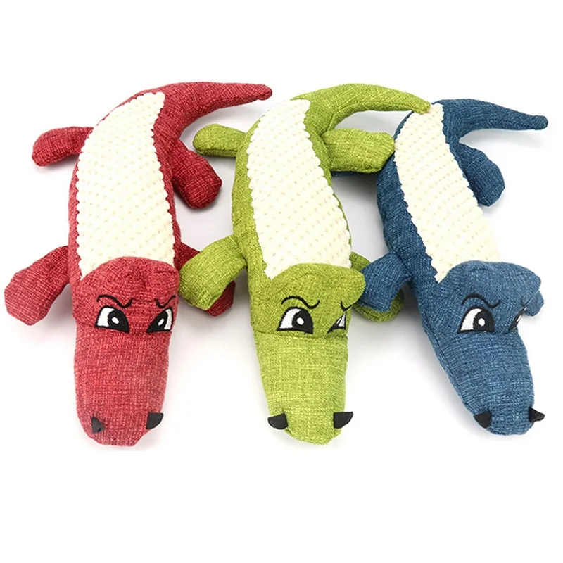 

Жевательная игрушка для собак, пищащая игрушка для щенков, Жевательная плюшевая игрушка в форме крокодила, мягкая игрушка для маленьких и с...