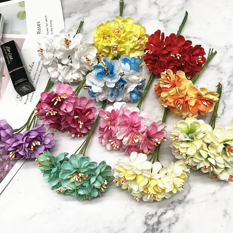 Искусственные хризантемы с градиентом 6 шт. шелковые цветы свадебные украшения
