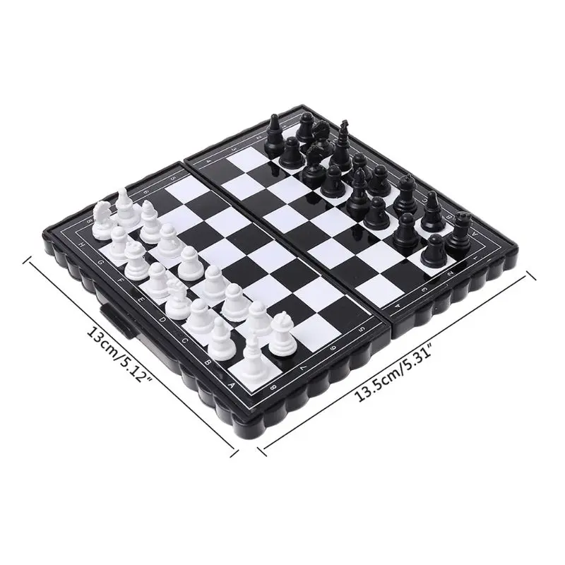 

24BD 1set Mini Portable Chess Folding Magnetic Plastic Chessboard Board Game Kid Toy