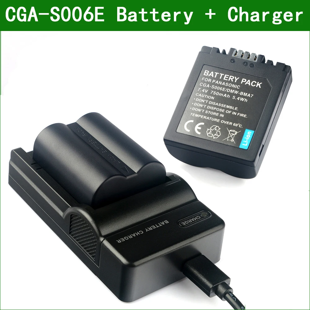 CGA S006 2 батарейки для ПК и Зарядное устройство цифрового фотоаппарата Panasonic Lumix CGR
