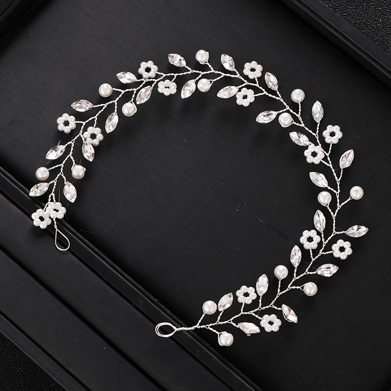 Ручная работа серебряный цвет кристалл жемчуг свадебные ободки свадебный