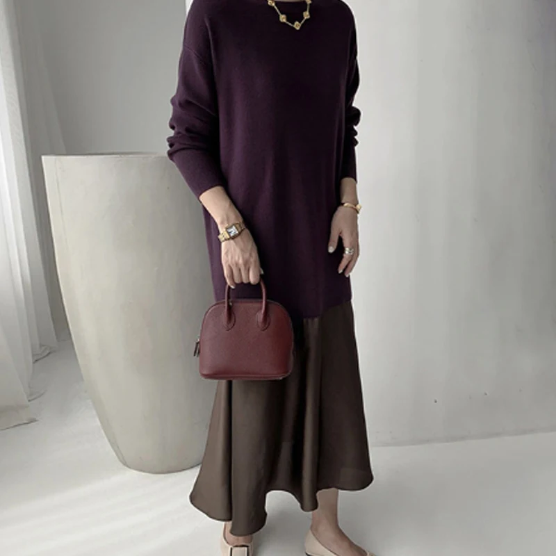

Oversized Dress For Women O Neck Long Sleeve Patchwork Hit Color Asymmetrical Hem Loose Dresses Female 2020 New Clothing