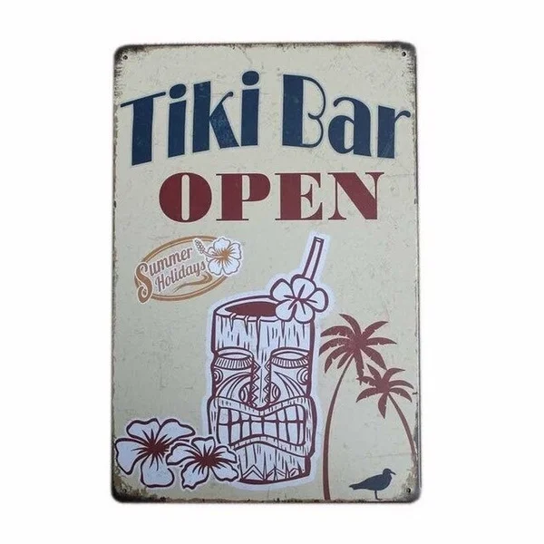 

Beach Retro Metal Sign Tiki Bar plaque Vintage Hawaiian Decorative Plates Bar Cafe Pub Wall Decoration Home Decor 20x30cm