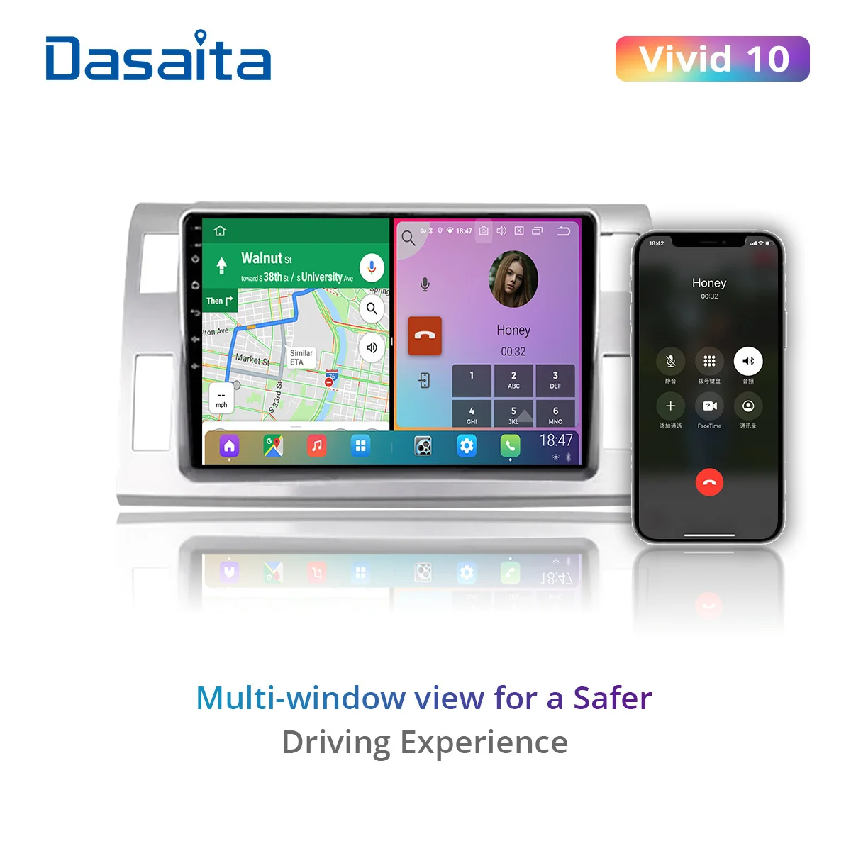 

Dasaita Vivid For Toyota Estima 2006 Car Stereo Android Carplay intelligent system Navigation 1280*720 stereo 4G RAM 64G ROM