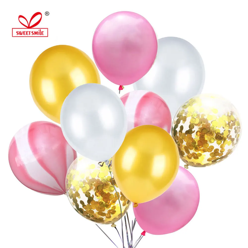 12 дюймовые красочные Агатовые мраморные латексные воздушные шары конфетти