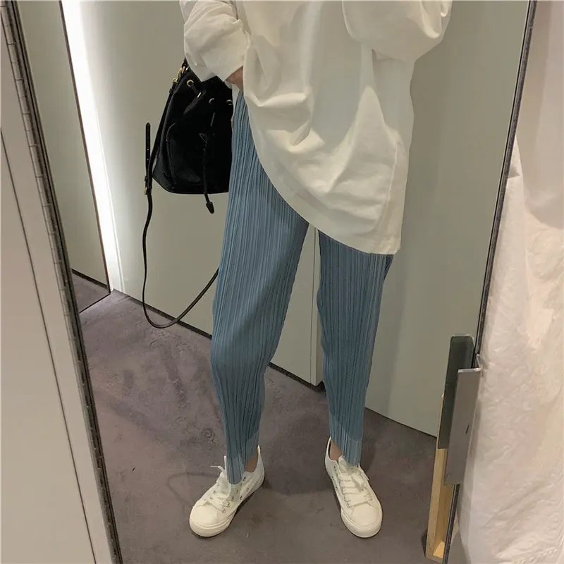 Alien Kitty/Свободные плиссированные удобные спортивные брюки с разрезом однотонные