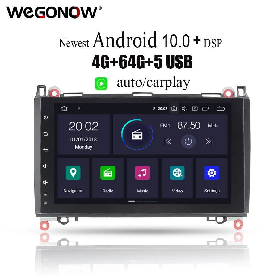 Автомобильный DVD-плеер DSP PX6 IPS Android 10 0 6 ядер 4 Гб 64 радио GPS BT wifi для Benz A150 A160 A170 A180 A200