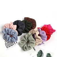 fashion women solid color stripe knitting headband ponytail holder polyester fabric elasticity casual headband hair accessories