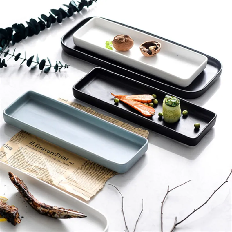 Минималистичная длинная обеденная тарелка в скандинавском стиле кухонная