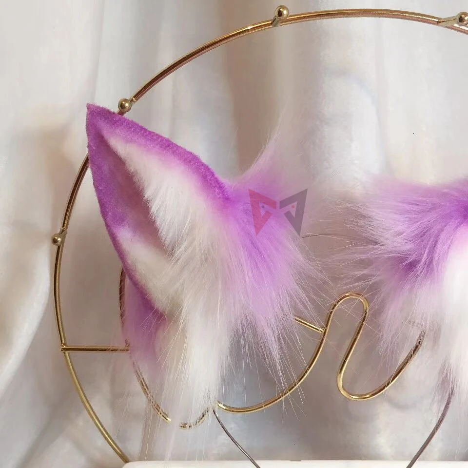 Обруч для волос с лисьими ушками фиолетовый черный|Аксессуары костюмов| |