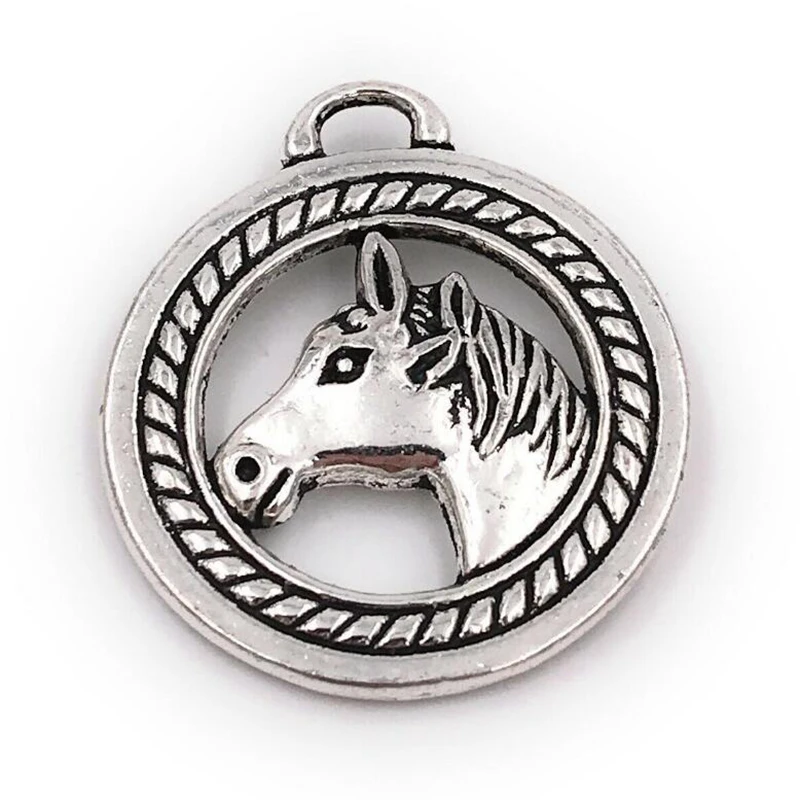 Винтажные подвески из сплава в виде круглой головы лошади подкова единорог