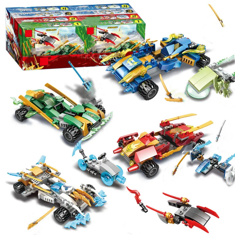 Caballero del Dragón atrás coche Ninja bloques de construcción de bricolaje cifras Ciudad Modelo de bloques construcción juguetes para los niños regalos de cumpleaños